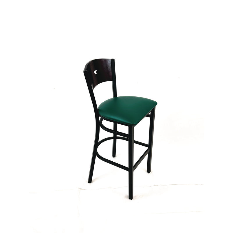 JMC Furniture Liberty Series Barstool, Supports Up to 300 lb, 28.5" Seat Height, Green Seat, Dark Mahogany Back, Black Base (JMCLBBVGRNB) Each