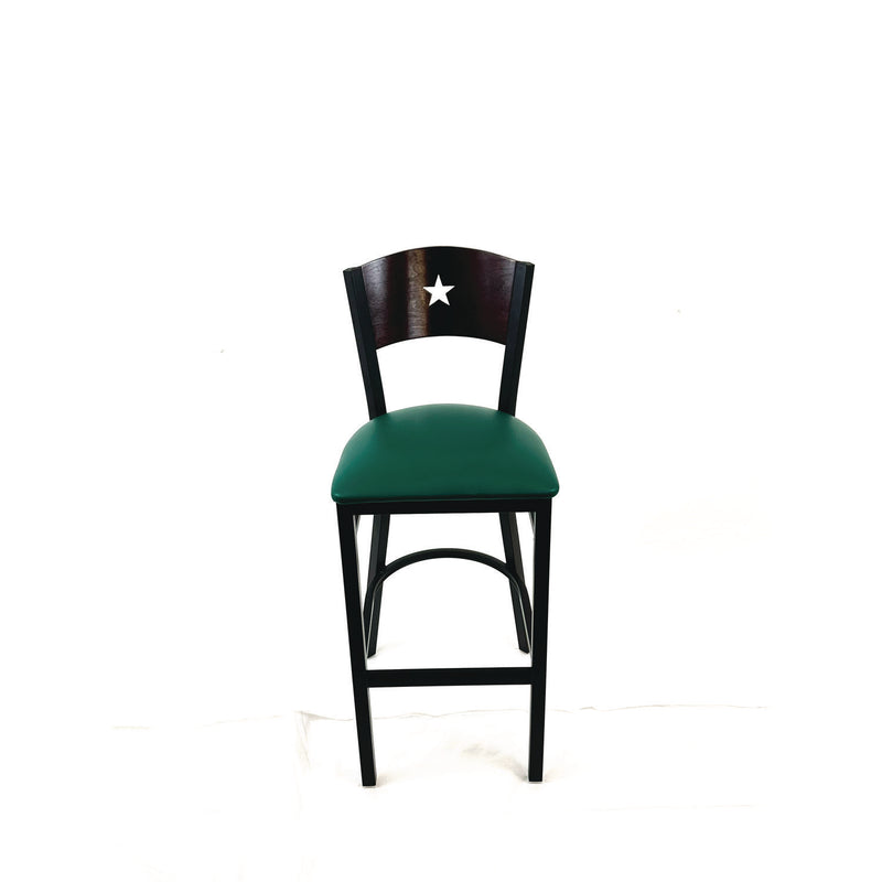 JMC Furniture Liberty Series Barstool, Supports Up to 300 lb, 28.5" Seat Height, Green Seat, Dark Mahogany Back, Black Base (JMCLBBVGRNB) Each