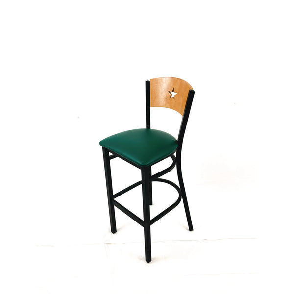 JMC Furniture Liberty Series Barstool, Supports Up to 300 lb, 28.5" Seat Height, Green Seat, Natural Back, Black Base (JMCLBBVGRND) Each