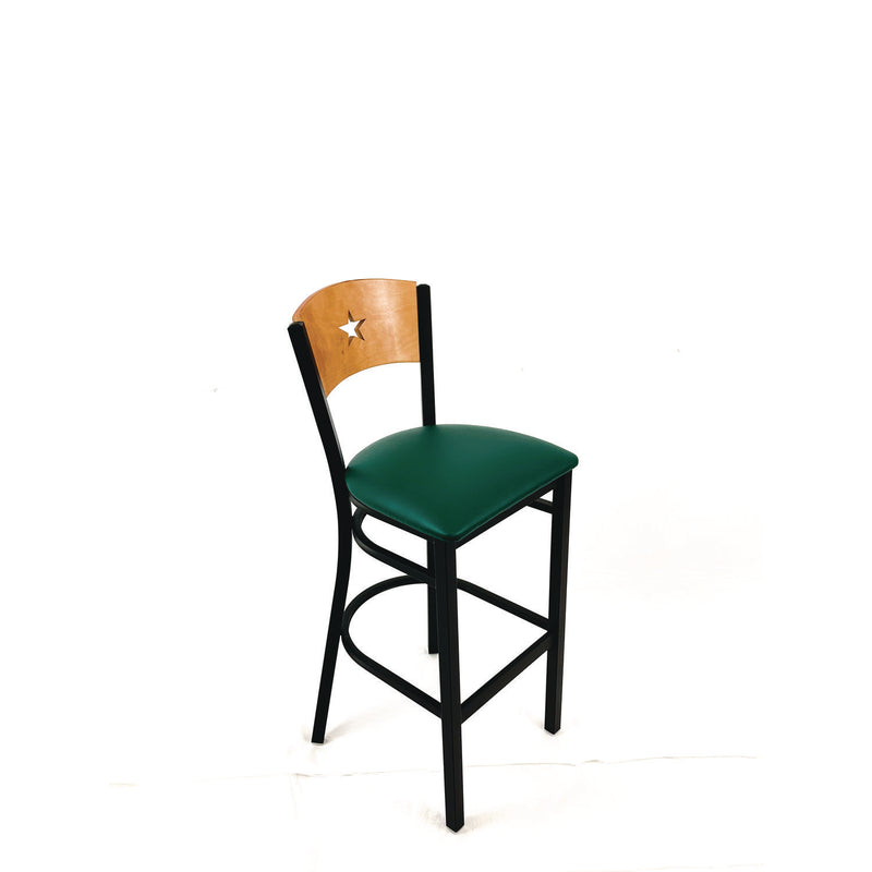 JMC Furniture Liberty Series Barstool, Supports Up to 300 lb, 28.5" Seat Height, Green Seat, Natural Back, Black Base (JMCLBBVGRND) Each