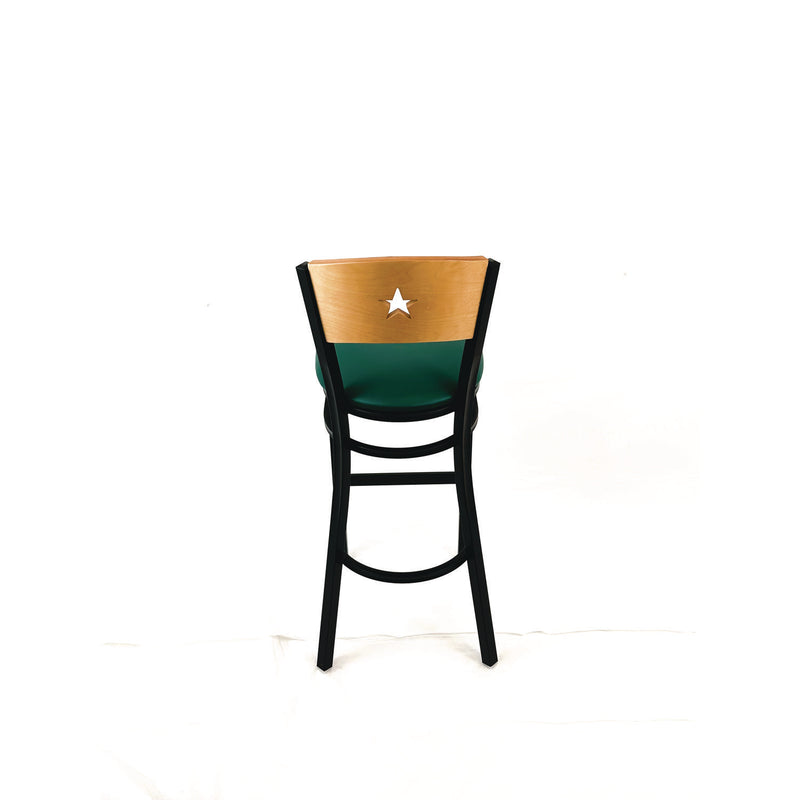 JMC Furniture Liberty Series Barstool, Supports Up to 300 lb, 28.5" Seat Height, Green Seat, Natural Back, Black Base (JMCLBBVGRND) Each