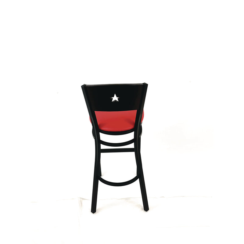 JMC Furniture Liberty Series Barstool, Supports Up to 300 lb, 28.5" Seat Height, Red Seat, Dark Mahogany Back, Black Base (JMCLBBVREDB) Each