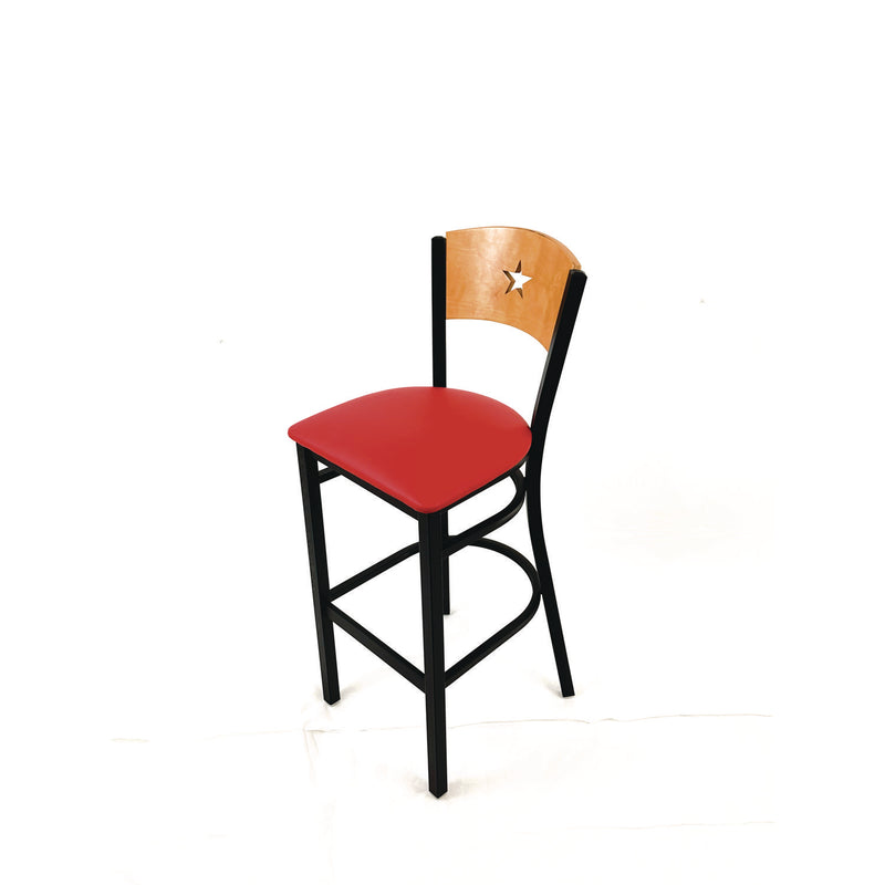 JMC Furniture Liberty Series Barstool, Supports Up to 300 lb, 28.5" Seat Height, Red Seat, Natural Back, Black Base (JMCLBBVREDD) Each