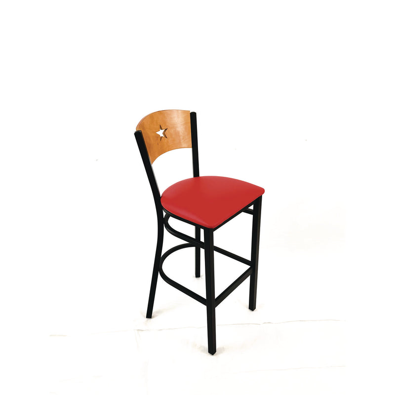JMC Furniture Liberty Series Barstool, Supports Up to 300 lb, 28.5" Seat Height, Red Seat, Natural Back, Black Base (JMCLBBVREDD) Each