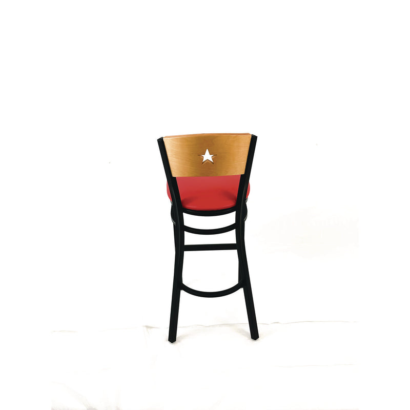 JMC Furniture Liberty Series Barstool, Supports Up to 300 lb, 28.5" Seat Height, Red Seat, Natural Back, Black Base (JMCLBBVREDD) Each