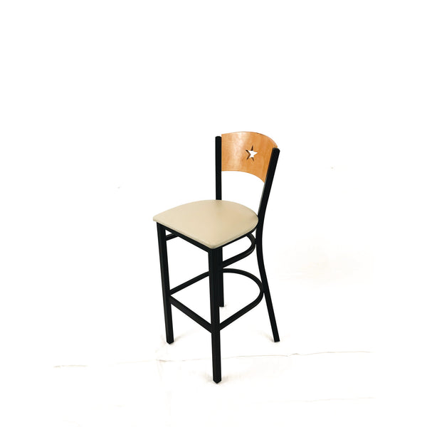 JMC Furniture Liberty Series Barstool, Supports Up to 300 lb, 28.5" Seat Height, Taupe Seat, Natural Back, Black Base (JMCLBBVTAUD) Each