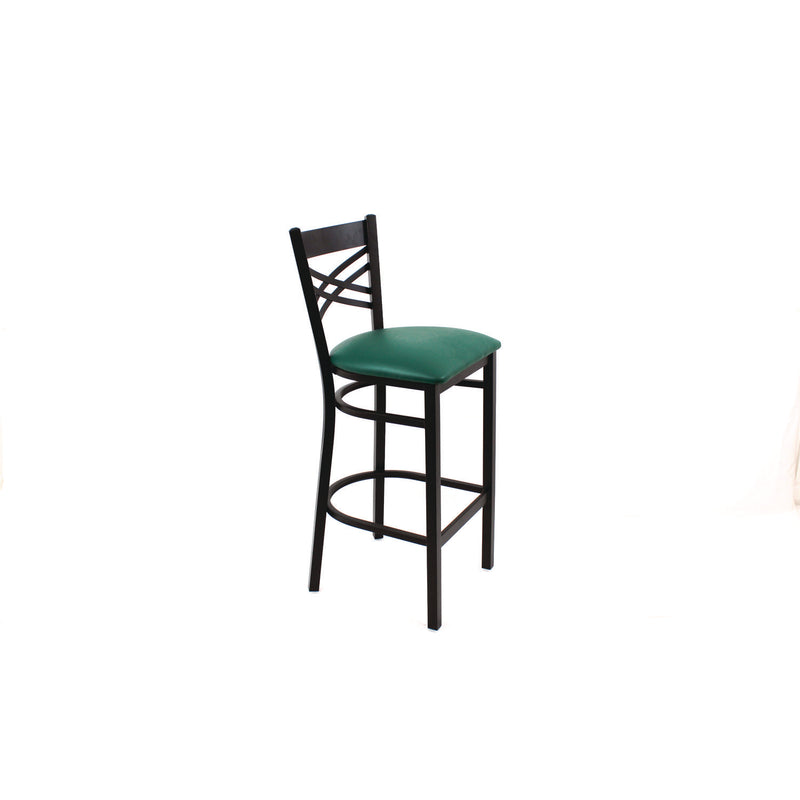 JMC Furniture X Series Barstool, Supports Up to 300 lb, 29.5" Seat Height, Green Seat, Black Back, Black Base (JMCXBSBVSGRN) Each