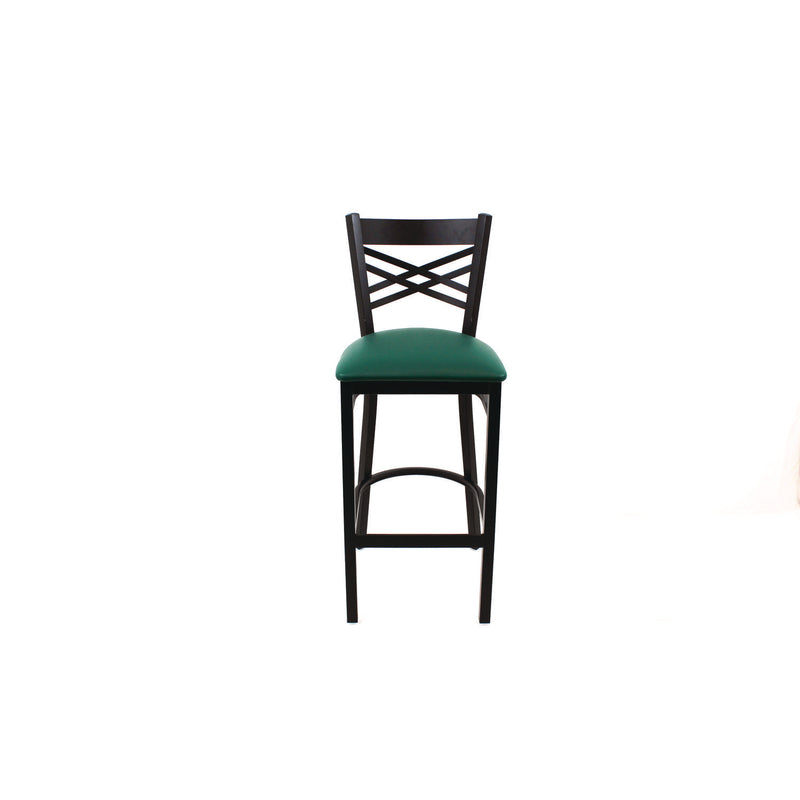 JMC Furniture X Series Barstool, Supports Up to 300 lb, 29.5" Seat Height, Green Seat, Black Back, Black Base (JMCXBSBVSGRN) Each
