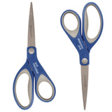 Westcott® Scissors with Antimicrobial Protection, 8" Long, 3.25" Cut Length, Straight Blue/Gray Handle, 2/Pack (ACM17836) Pack of 2