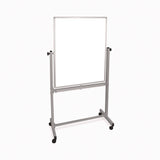 Luxor Mobile Magnetic Whiteboard, 36" x 68", White Surface, Satin Aluminum Frame (LXCMB3040WW) Each