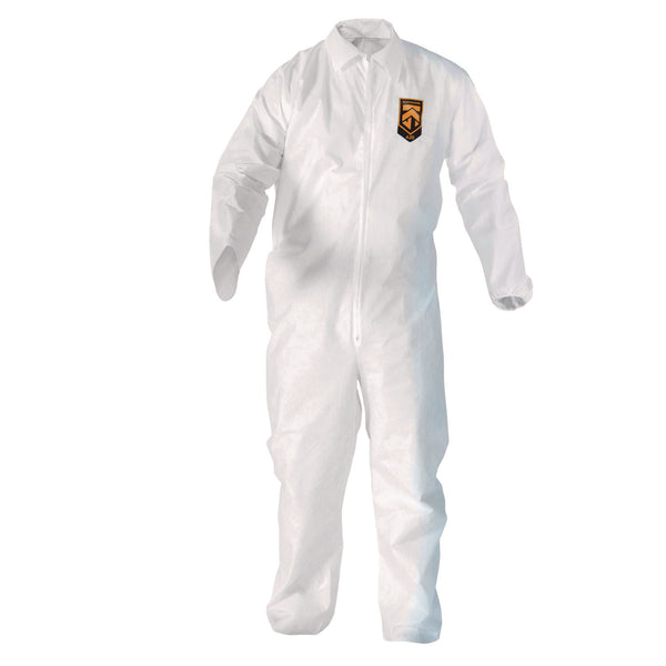 KleenGuard™ A20 Breathable Particle Protection Coveralls, Zip Front, Elastic Back, Wrists, Ankles, Large, White, 24/Carton (ANS49103) Case of 24