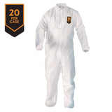 KleenGuard™ A20 Breathable Particle Protection Coveralls, Zip Front, Elastic Back, Wrists, Ankles, 3X-Large, White, 20/Carton (ANS49106) Case of 20
