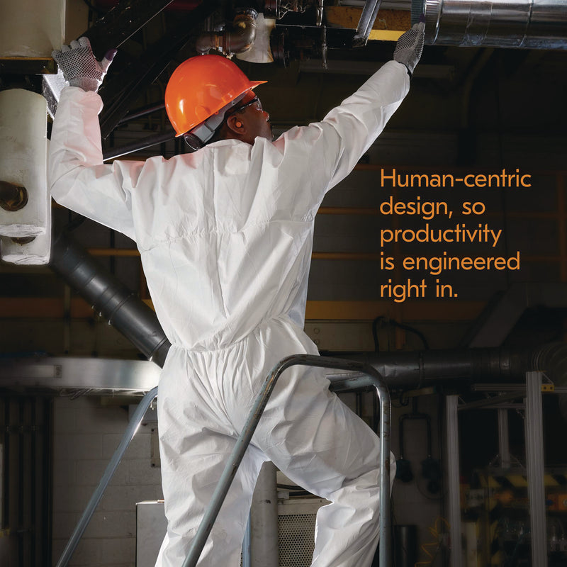 KleenGuard™ A20 Breathable Particle Protection Coveralls, Zip Front, Elastic Back, Wrists, Ankles, 3X-Large, White, 20/Carton (ANS49106) Case of 20