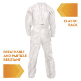 KleenGuard™ A20 Breathable Particle Protection Coveralls, Zip Front, Elastic Back, Wrists, Ankles, 4X-Large, White, 20/Carton (ANS49107) Case of 20