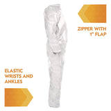 KleenGuard™ A20 Breathable Particle Protection Coveralls, Zip Front, Elastic Back, Wrists, Ankles, 4X-Large, White, 20/Carton (ANS49107) Case of 20