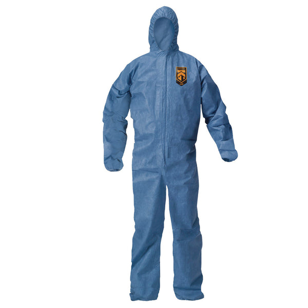 KleenGuard™ A20 Breathable Particle Protection Coveralls, Zip Front, Hood, Elastic Back, Wrists, Ankles, 3X-Large, Blue, 20/Carton (ANS58516) Case of 20