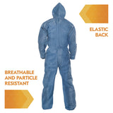 KleenGuard™ A20 Breathable Particle Protection Coveralls, Zip Front, Hood, Elastic Back, Wrists, Ankles, 3X-Large, Blue, 20/Carton (ANS58516) Case of 20