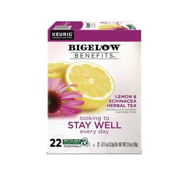 Bigelow® Benefits Lemon and Echinacea Herbal K-Cup, 0.11 oz, 22/Box (GMT2025) Box of 22