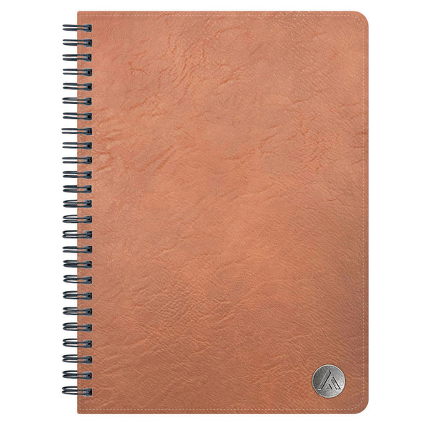 Blue Sky® ASMBLD Faux Leather Wirebound Notebook, 1-Subject, Medium/College Rule, Tan Cover, (80) 8.5 x 5.75 Sheets (BLS150538) Each