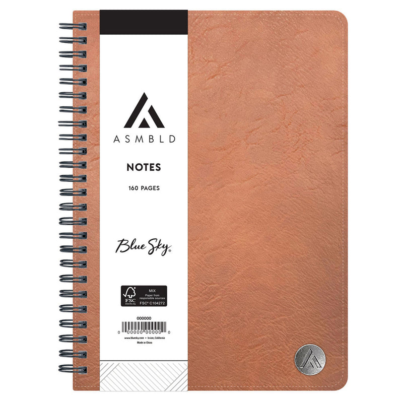 Blue Sky® ASMBLD Faux Leather Wirebound Notebook, 1-Subject, Medium/College Rule, Tan Cover, (80) 8.5 x 5.75 Sheets (BLS150538) Each