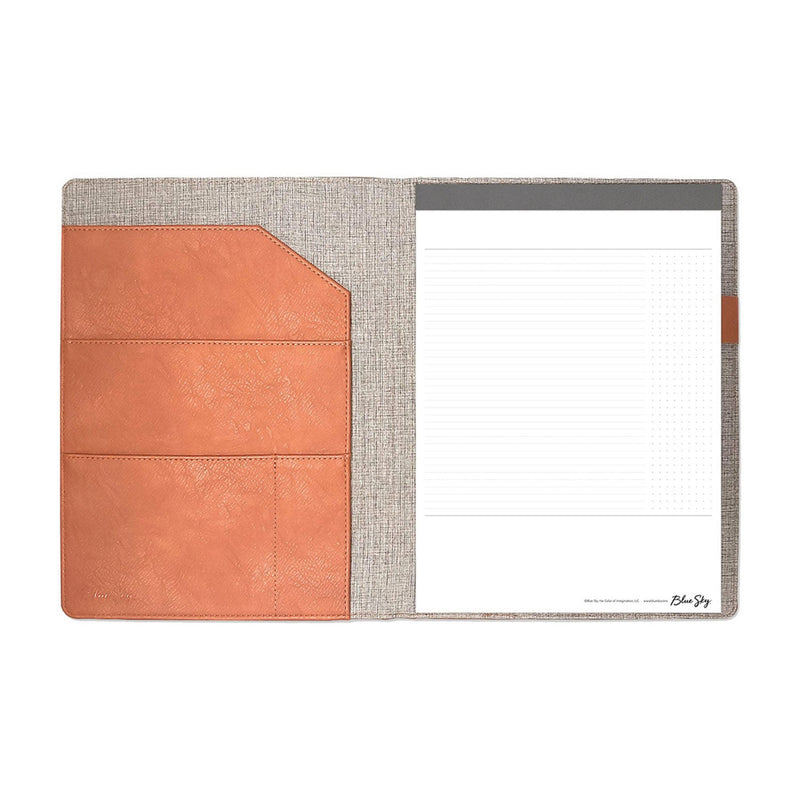 Blue Sky® ASMBLD Professional Faux Leather Padfolio, 8.5 x 11 Pad, 9.45 x 12.13, Snap Closure, Tan (BLS150537) Each