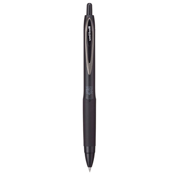 uniball® 207 Plus+ Gel Pen, Retractable, Micro 0.5 mm, Black Ink, Black Barrel, Dozen (UBC70606)