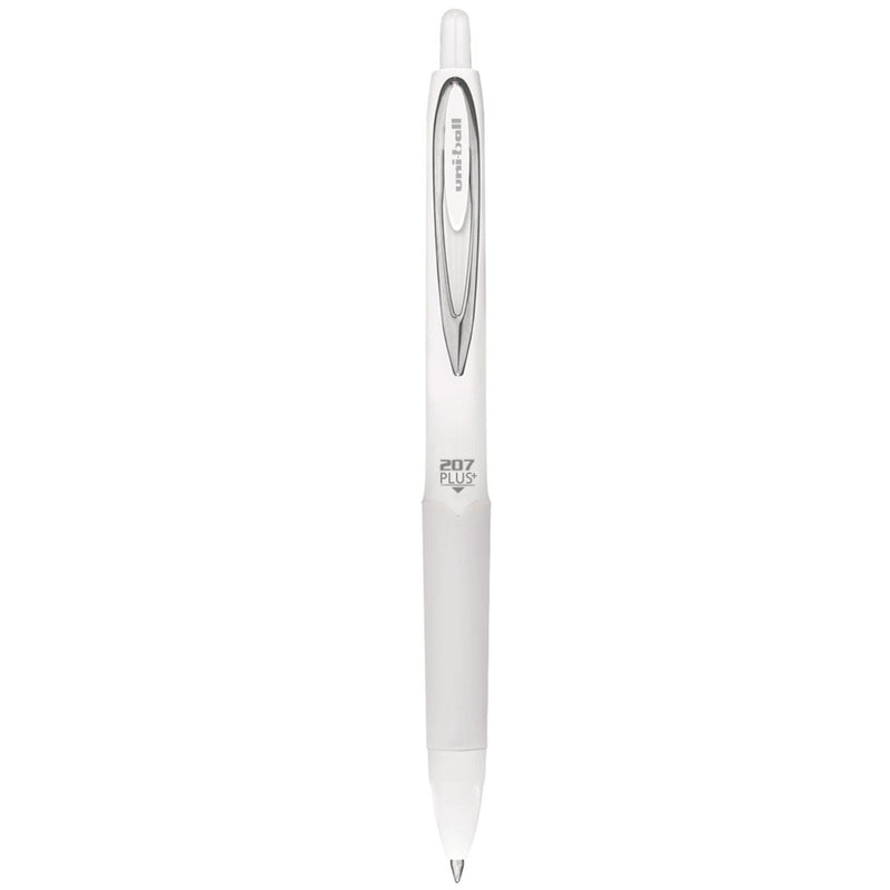 uniball® 207 Plus+ Gel Pen, Retractable, Medium 0.7 mm, Black Ink, White Barrel, 4/Pack (UBC70652) Pack of 4