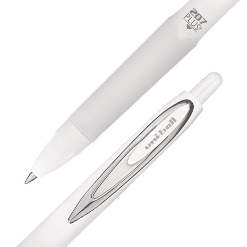 uniball® 207 Plus+ Gel Pen, Retractable, Medium 0.7 mm, Black Ink, White Barrel, 4/Pack (UBC70652) Pack of 4