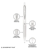 uniball® 207 Plus+ Gel Pen, Retractable, Medium 0.7 mm, Black Ink, White Barrel, 4/Pack (UBC70652) Pack of 4