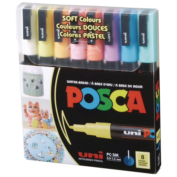 POSCA™ Water-Based Paint Markers, Fine Bullet Tip, 0.9 mm/1.3 mm, Assorted Colors, 8/Set (UBCPC3M8CSFTCLR) Each