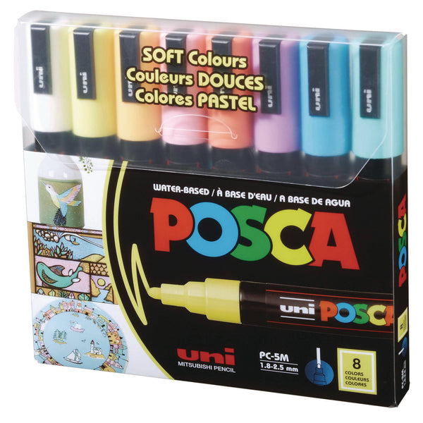 POSCA™ Water-Based Paint Markers, Medium Bullet Tip, 1.8 mm/2.5 mm, Assorted Colors, 8/Set (UBCPC5M8CSFTCLR) Each