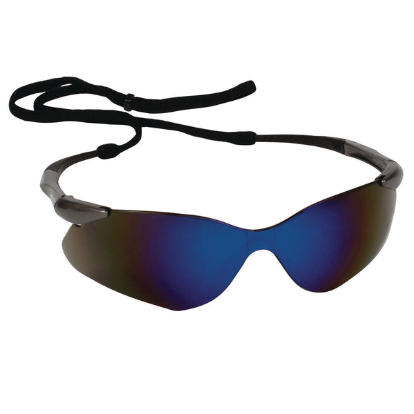 KleenGuard™ Nemesis Safety Glasses, Gunmetal Nylon Frame, Blue Polycarbonate Lens (ANS20471) Each