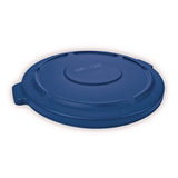 Rubbermaid® Commercial BRUTE Self-Draining Flat Top Lid for 55 gal Round Brute Containers, 26.75" Diameter, Blue, 3/Carton (RCP1779733CT) Case of 3
