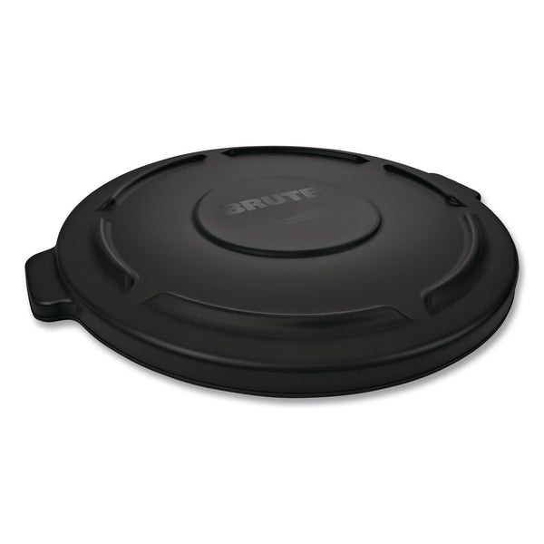 Rubbermaid® Commercial BRUTE Self-Draining Flat Top Lids for 32 gal Round BRUTE Containers, 22.25" Diameter, Black (RCP1867532EA) Each