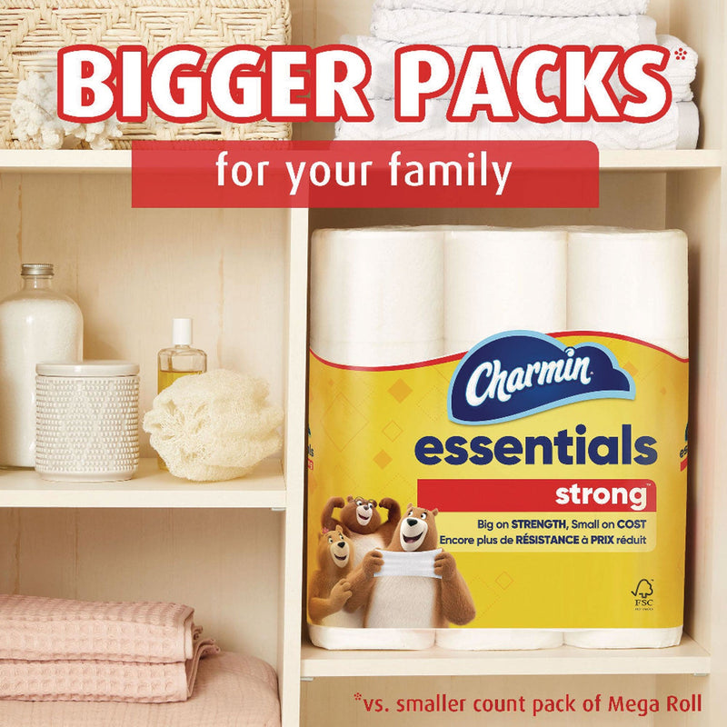 Charmin® Essentials Strong Bathroom Tissue, Septic Safe, 1-Ply, White, 429/Roll, 36 Rolls/Carton (PGC05044) Case of 36