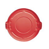 Rubbermaid® Commercial BRUTE Self-Draining Flat Top Lids for 32 gal Round BRUTE Containers, 22.25" Diameter x 3"h, Red, 3/Carton (RCP2654REDCT) Case of 3