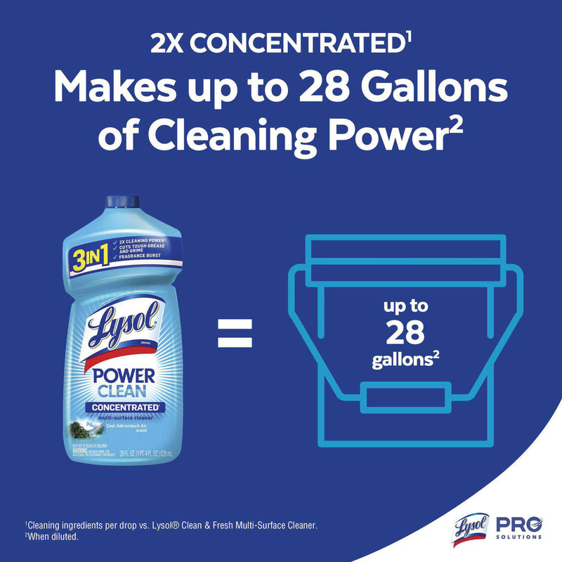 Lysol Power Clean Concentrated Multi-Surface Cleaner, Cool Adirondack, 28 oz Pour Bottle, 9/Carton (RAC82515CT) Case of 9