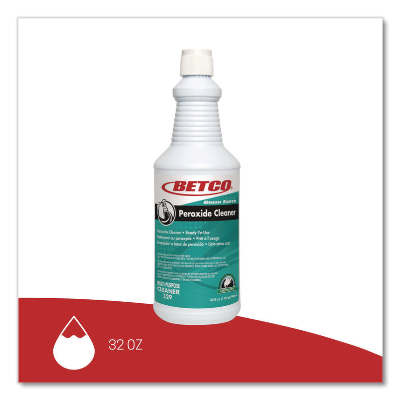 Betco Green Earth Peroxide Cleaner, Fresh Mint Scent, 32 oz Bottle, 12/Carton (BET3291200) Case of 12