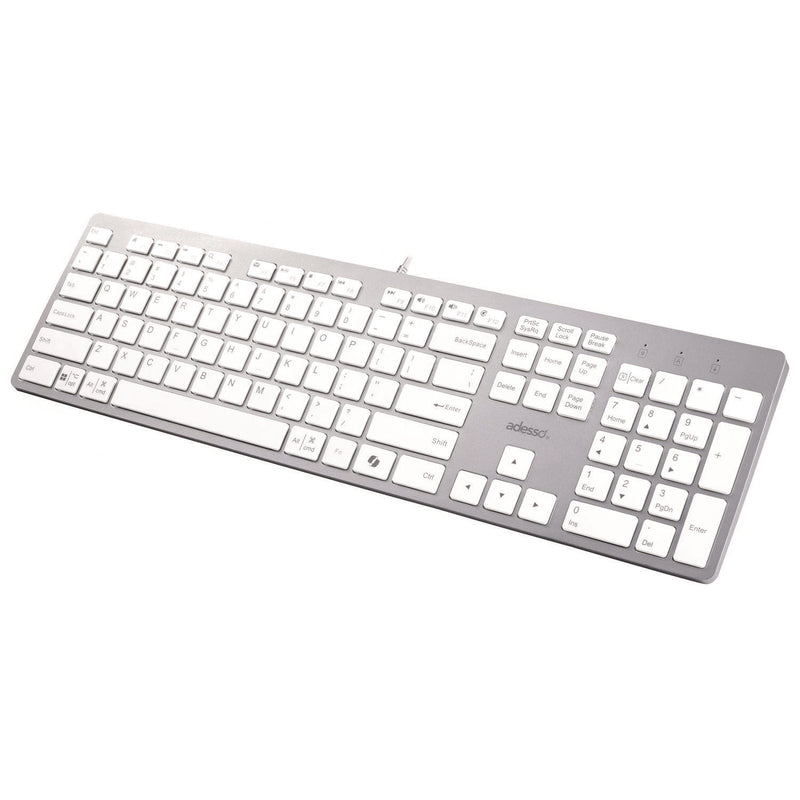 Adesso AKB-730UW Keyboard, Silver/White (ADEAKB730UW) Each