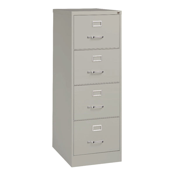 Alera® Economy Vertical File, 4 Legal-Size File Drawers, Light Gray, 18" x 25" x 52" (ALEHVF1952LG)