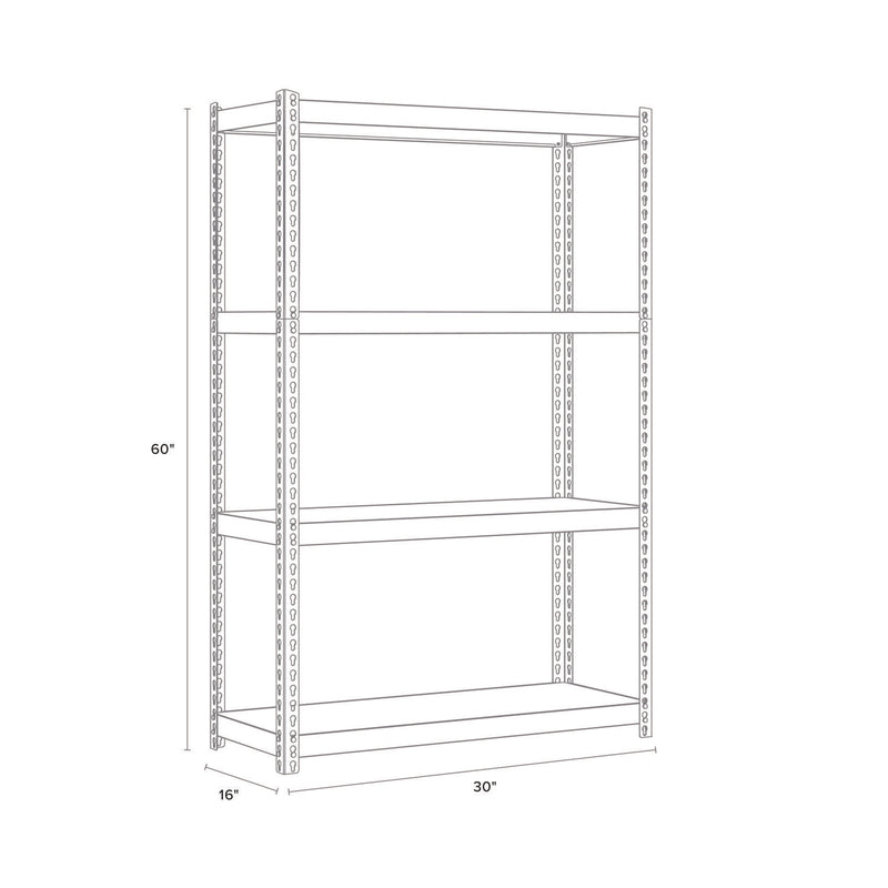 Alera® Steel Shelving with Particleboard Shelves, Four-Shelf, 30w x 16d x 60h, Steel, Black (ALESU601630P)