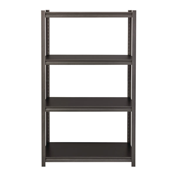 Alera® Steel Shelving Unit with Laminate Shelves, Four-Shelf, 36w x 18d x 60h, Steel, Black/Gun Metal Gray (ALESU601836L)