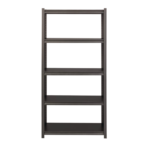 Alera® Steel Shelving Unit with Laminate Shelves, Five-Shelf, 36w x 18d x 72h, Steel, Black/Gun Metal Gray (ALESU721836L)