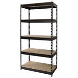 Alera® Steel Shelving with Particleboard Shelves, Five-Shelf, 36w x 18d x 72h, Steel, Black (ALESU721836P)