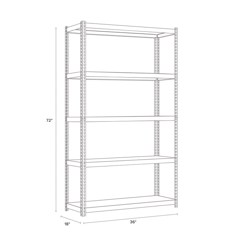 Alera® Steel Shelving with Particleboard Shelves, Five-Shelf, 36w x 18d x 72h, Steel, Black (ALESU721836P)