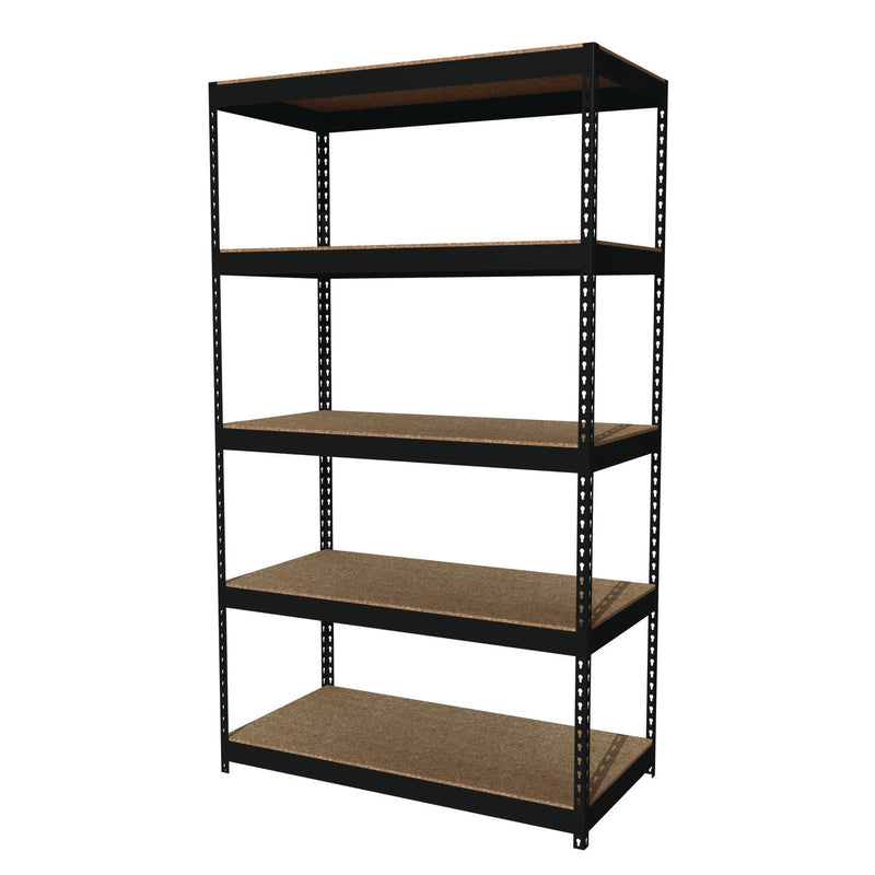 Alera® Steel Shelving Unit with Particleboard Shelves, Five-Shelf, 48w x 24d x 84h, Steel, Black (ALESU842448P)