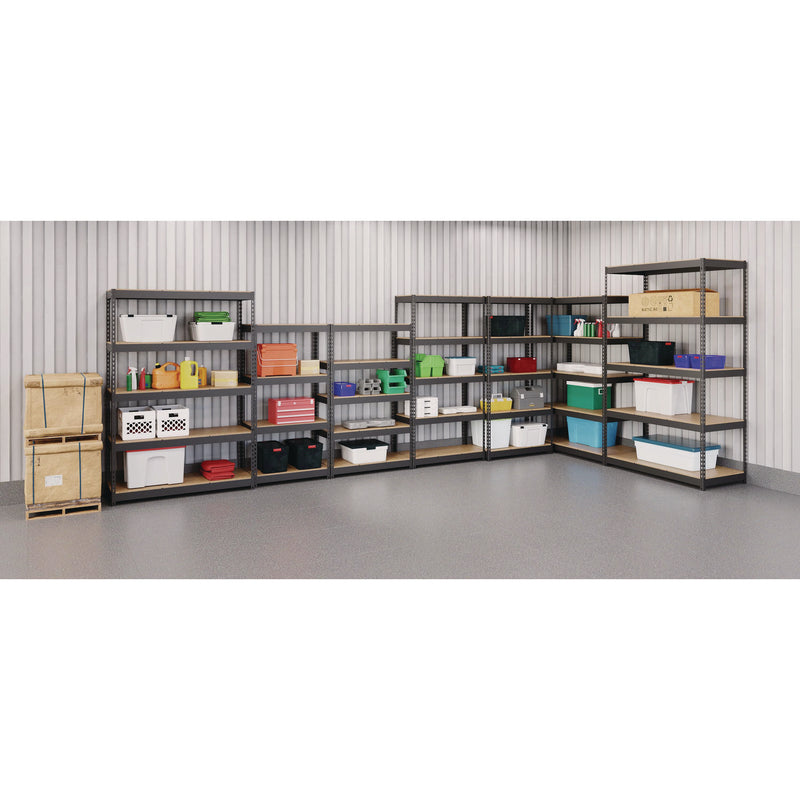 Alera® Steel Shelving Unit with Particleboard Shelves, Five-Shelf, 48w x 24d x 84h, Steel, Black (ALESU842448P)