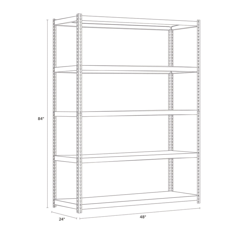 Alera® Steel Shelving Unit with Particleboard Shelves, Five-Shelf, 48w x 24d x 84h, Steel, Black (ALESU842448P)