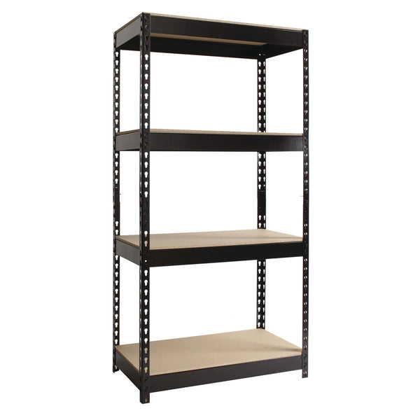 Alera® Steel Shelving with Particleboard Shelves, Four-Shelf, 30w x 16d x 60h, Steel, Black (ALESU601630P)