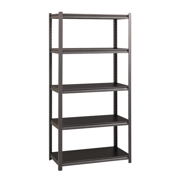 Alera® Steel Shelving Unit with Laminate Shelves, Five-Shelf, 36w x 18d x 72h, Steel, Black/Gun Metal Gray (ALESU721836L)